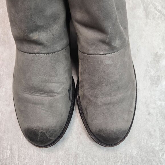 Steve Madden Ankle Booties Size 7 Gray Distressed Leather Low Heel Western Boots - Picture 3 of 9